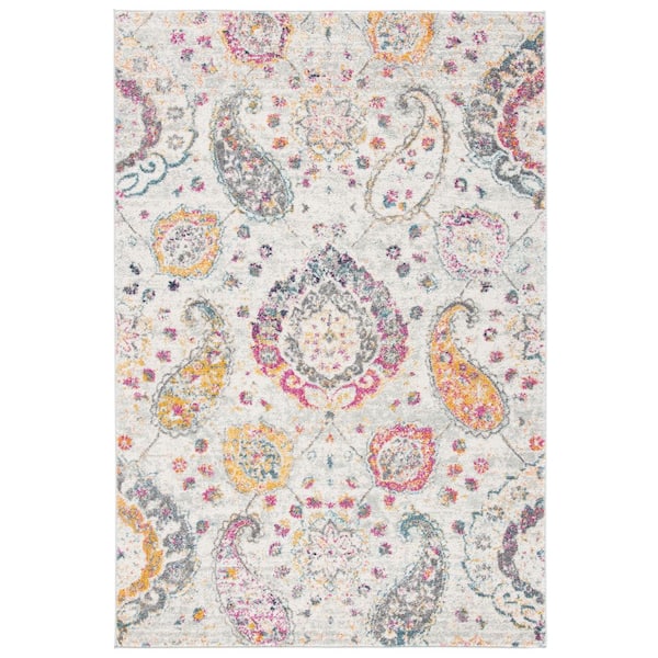 SAFAVIEH Madison Grey/Gold Doormat 3 ft. x 5 ft. Medallion Floral Area Rug