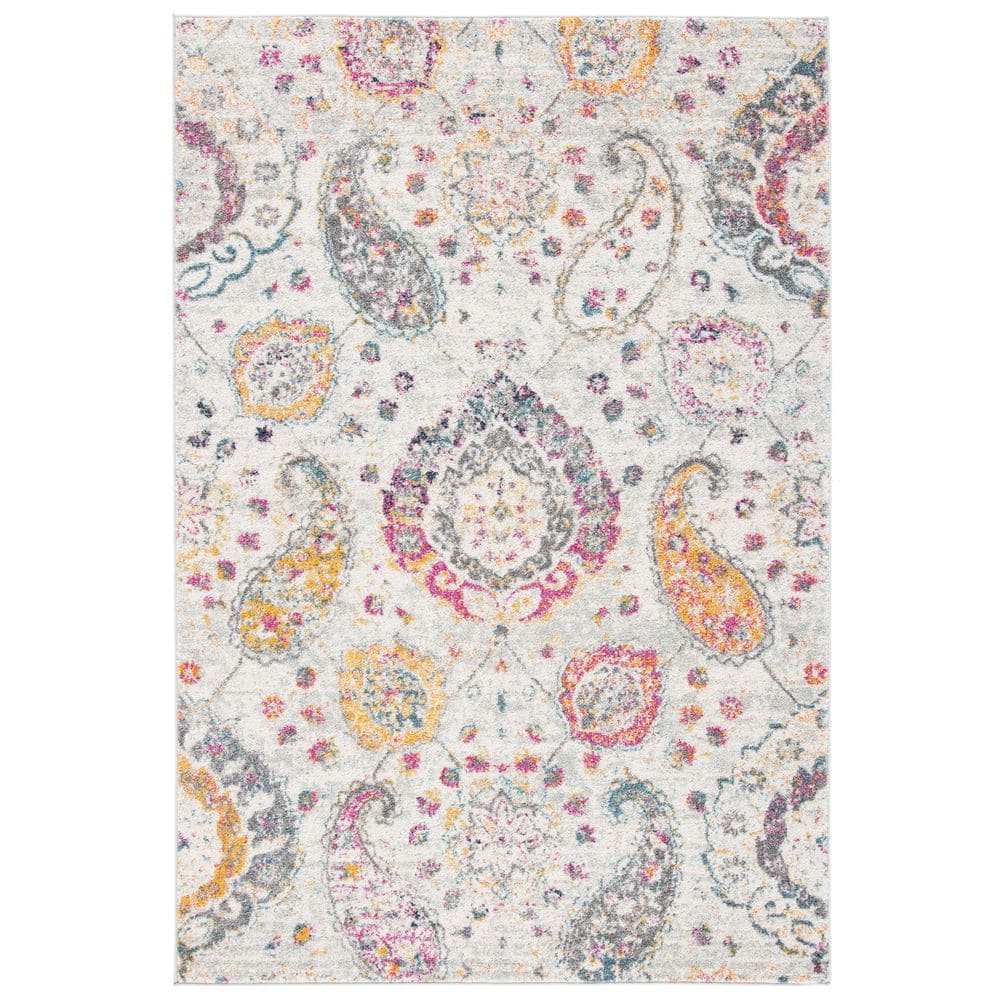 Lively Glamour Gray & Gold Paisley 9' x 12' Easy-Care Area Rug