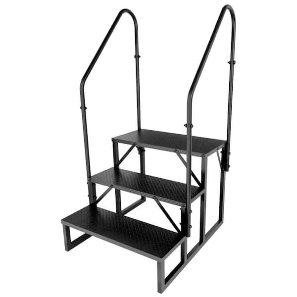 3‑Step Portable RV Steps with Handrail, Heavy‑Duty Outdoor Stairs for ...
