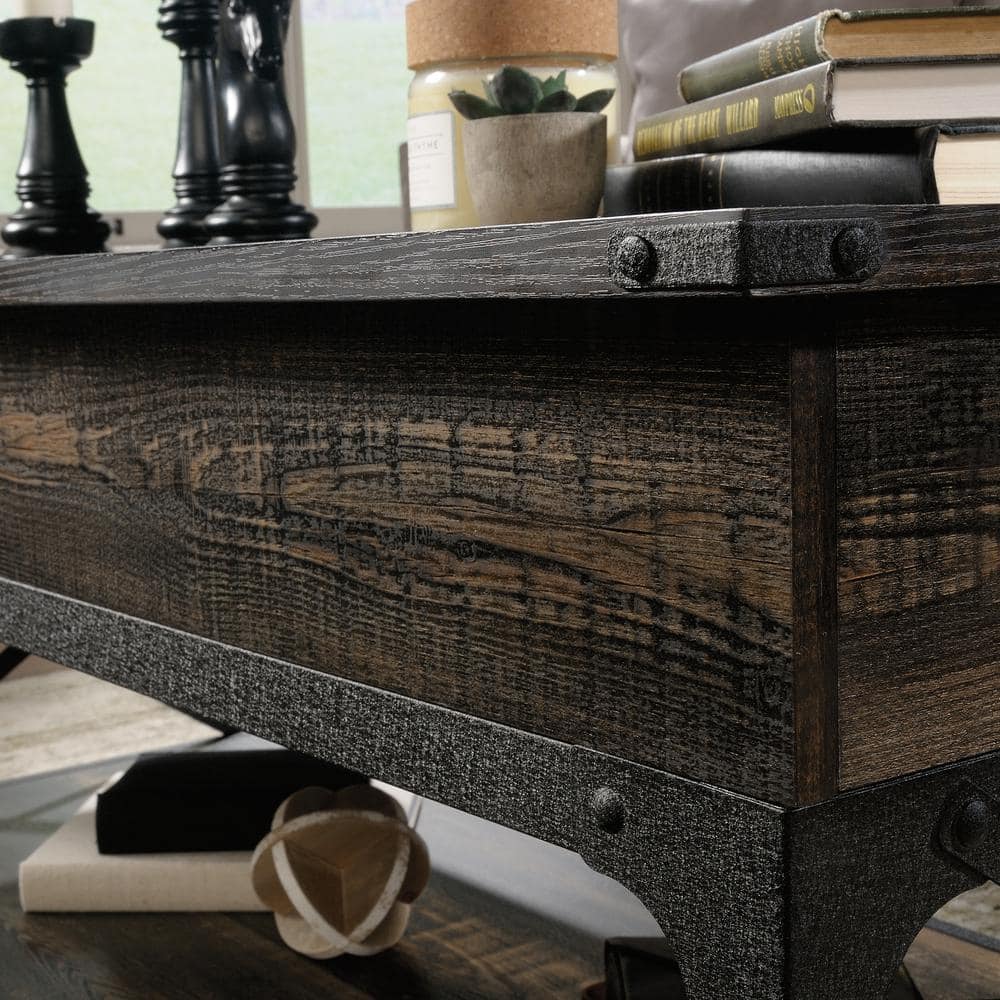 Carbon Oak and Metal Lift-Top Coffee Table with Storage