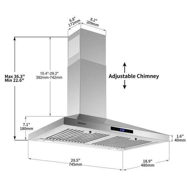 30 in. 350 CFM Wall Mounted Range Hood in Black