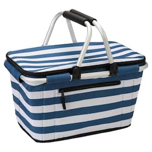 Wudkey Collapsible Polyester Picnic Basket with Lid and Handles