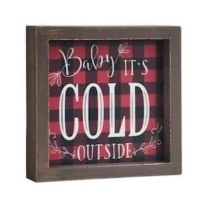 5.875 in. Wood Baby It's Cold Outside Christmas Tabletop or Wall Decor