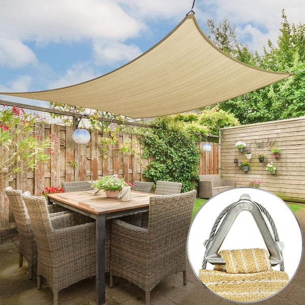 18 ft. x 18 ft. Beige Square Pro Ring Sun Shade Sail Canopy Fabric Cloth