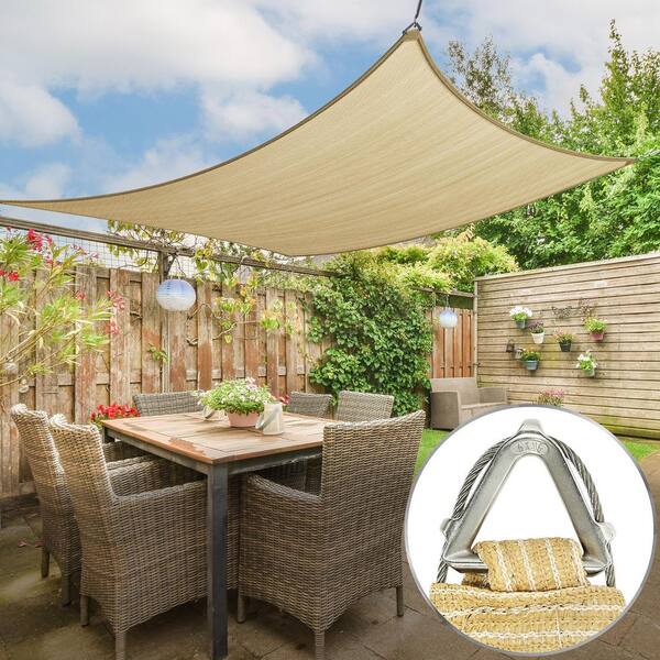 24 ft. x 24 ft. Beige Square Pro Ring Sun Shade Sail Canopy Fabric Cloth