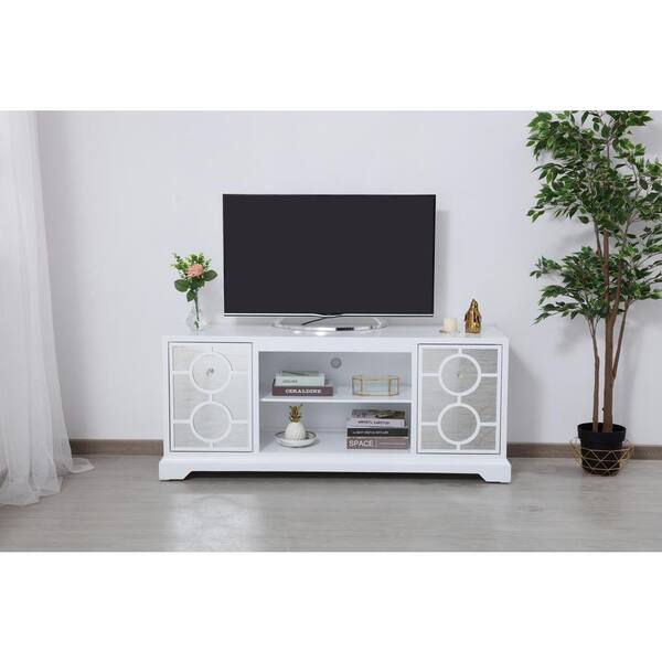 Timeless Home 60 In Tv Stand White With 2 Storage Doors Fits Mfth16 1wh Timeless Home 60 In Tv Stand, White Mirrored Entertainment Center