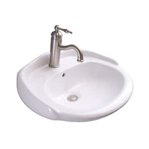 Arianne Wall-Hung Sink in White with 1 Faucet Hole