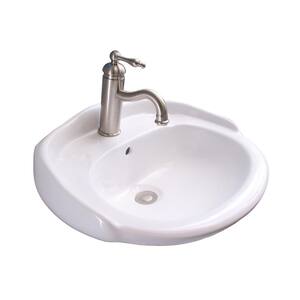 Arianne Wall-Hung Sink in White with 4 in. Centerset Faucet Holes