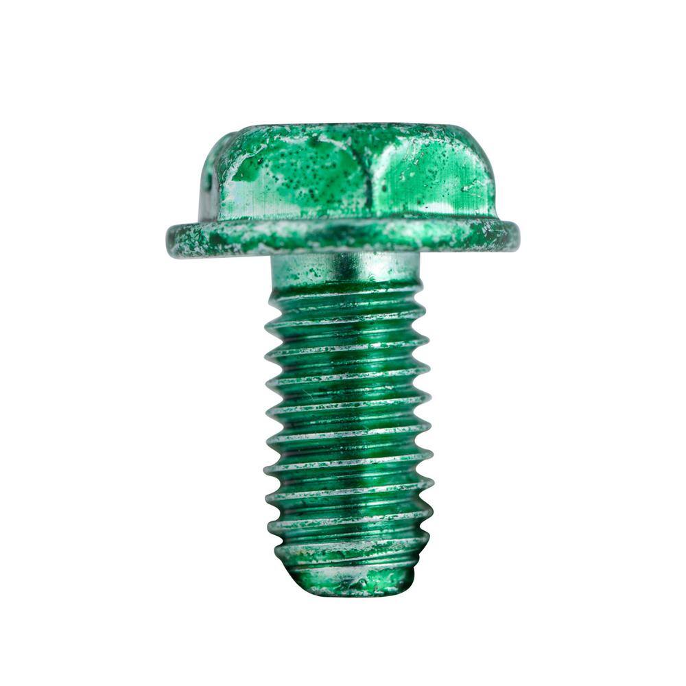 thumbnail image 2 of #10-32 X 1/2" Hex Washer Head Slotted Grounding Screws – Green Zinc Plated (Pack Of 10) 2 of 6