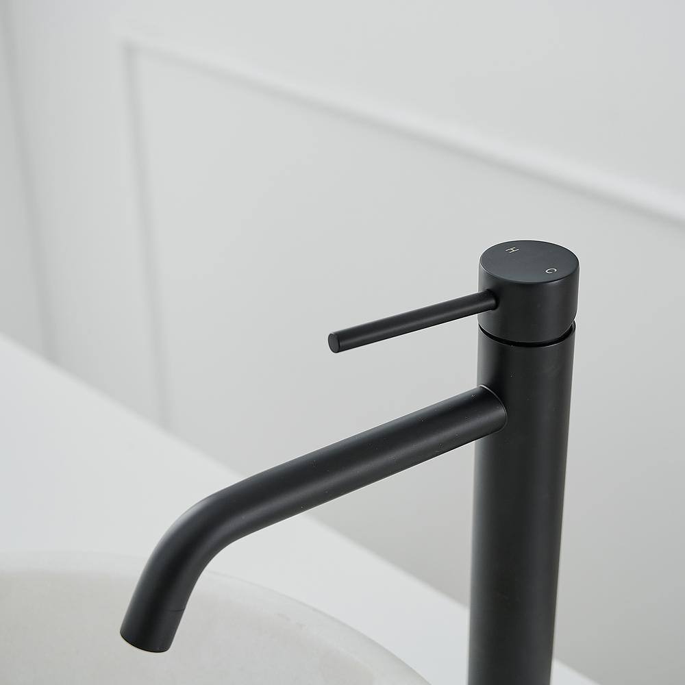Matte Black Single Handle Vessel Sink Faucet with Drain Assembly