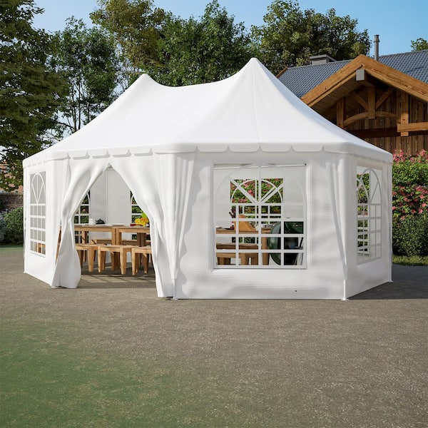 20 ft. x 15 ft. Outdoor White Heavy Duty Party Tent with 1 Doors and 7 Windows for Party, Event, Picnic