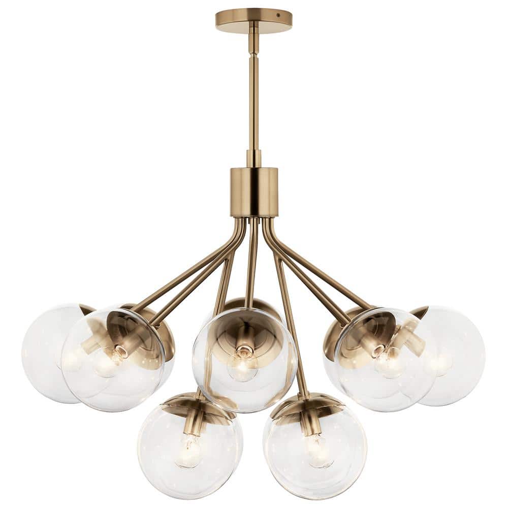 Champagne Bronze 12-Light Clear Glass Chandelier