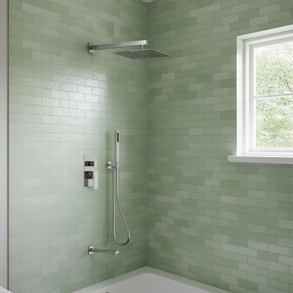 EVERSTEIN 3-Spray Patterns with 10 in. Dual Wall Mount Shower Heads with Hand Shower in Chrome