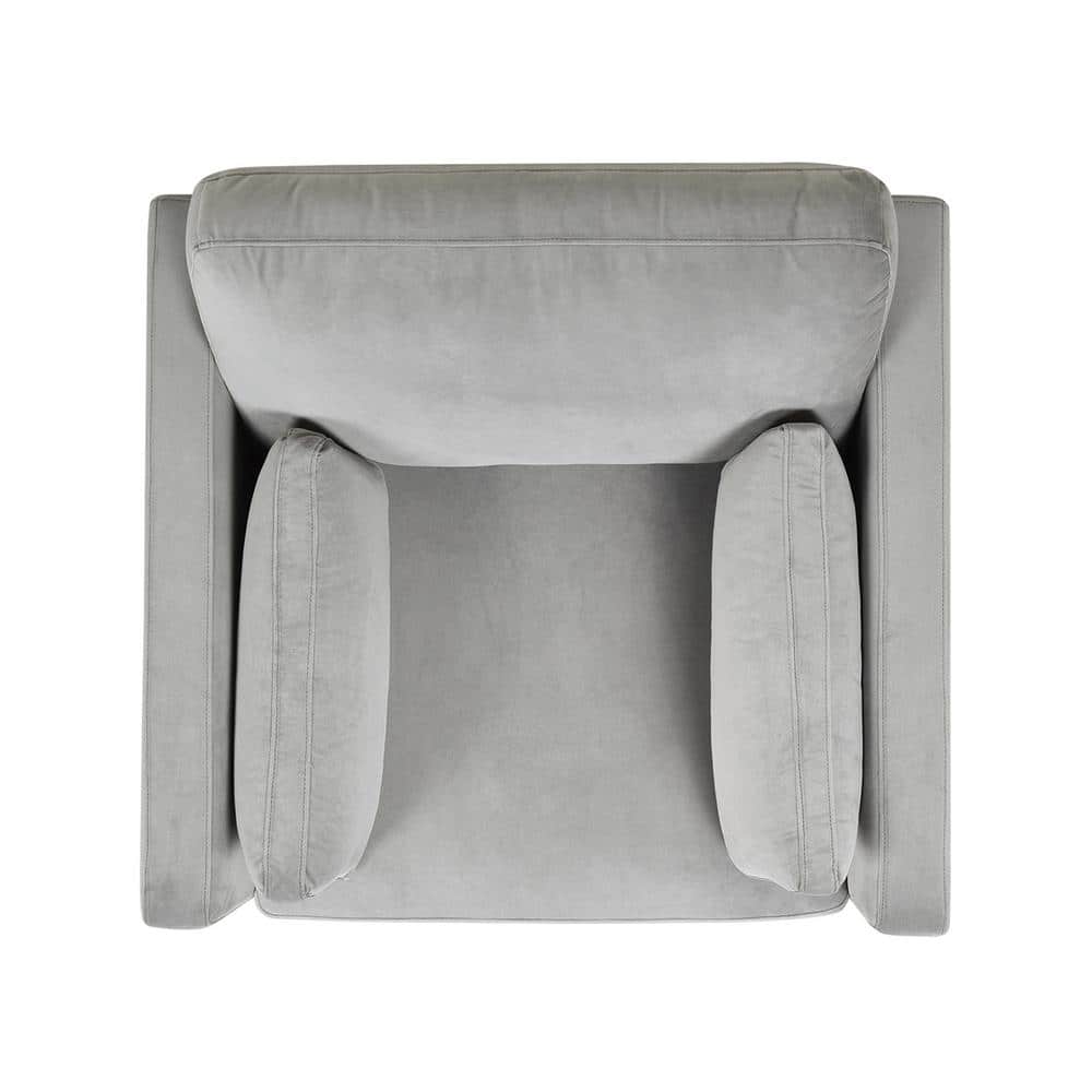 Opal Grey Velvet and Wood Chaise Lounge 34"