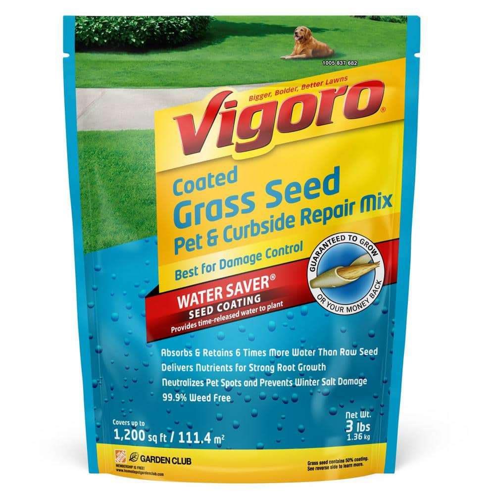 Vigoro 3 Lbs Pet And Curbside Repair Grass Seed Mix With Water Saver Seed Coating 25688 The Home Depot