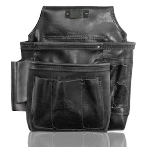 8-Pocket Black Ambassador Series Top Grain Leather Nail and Tool Pouch