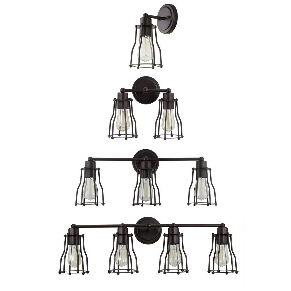 Florence 29.5" Oil-Rubbed Bronze Industrial Vanity Light with Clear Metal Shade