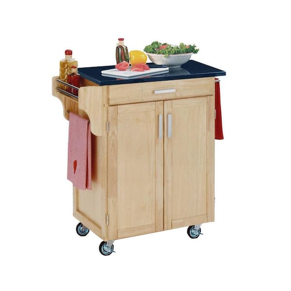 HOMESTYLES Cuisine Cart Natural Kitchen Cart with Black Granite Top