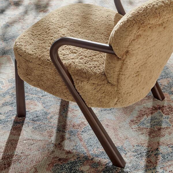 MODWAY Arden Faux Shearling Accent Armchair in Sand EEI-7488-SAN
