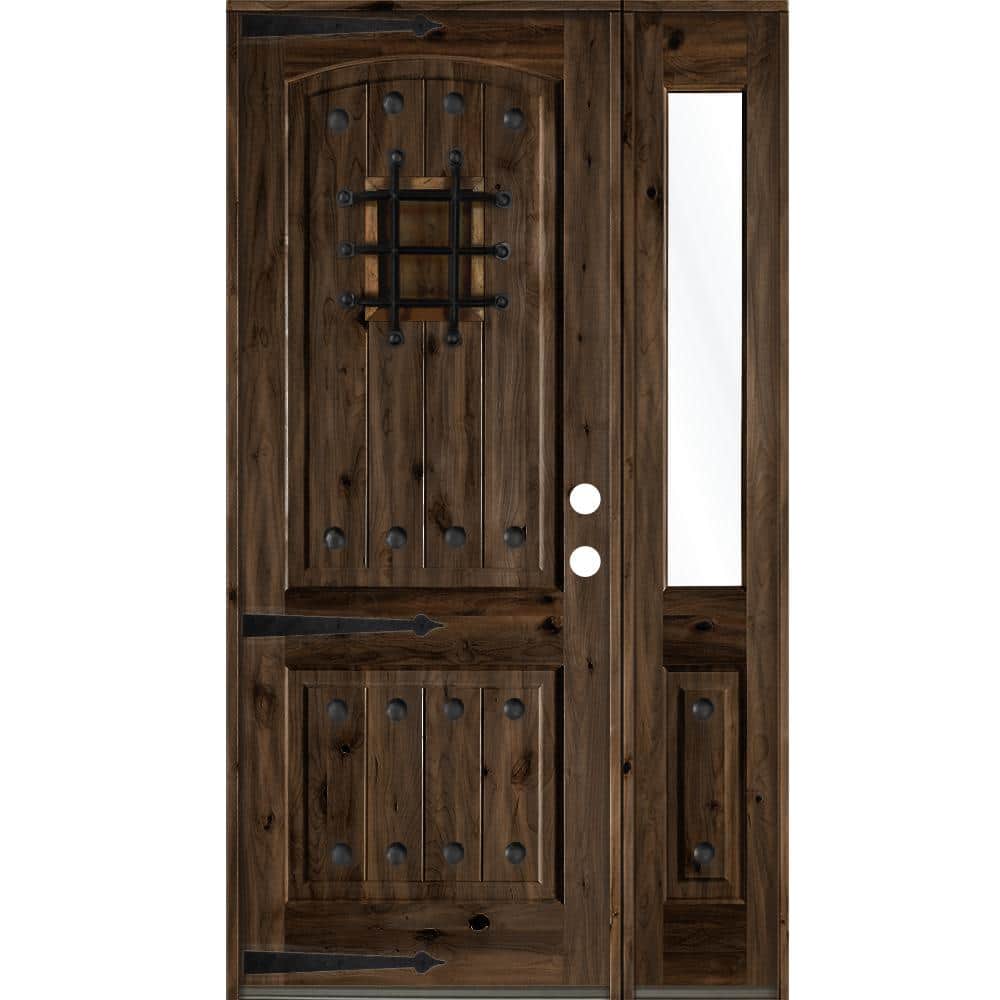 62 in. x 96 in. Mediterranean Knotty Alder Left-Hand/Inswing Clear Glass Black Stain Wood Prehung Front Door w/RHSL price history on PriceWatchPro