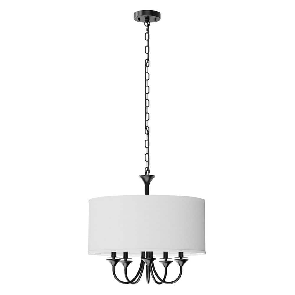 20 in. 5-Light Black Candle Style Empire Chandelier with Fabric Shades for Home Lighting price history on PriceWatchPro