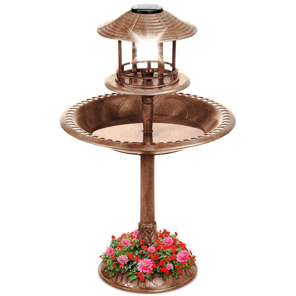 Best Choice Products Solar Bronze Pedestal Fountain Birdbath