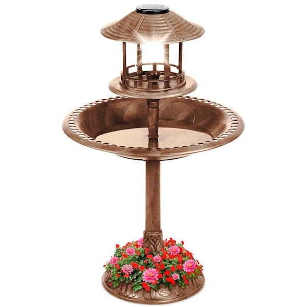 Best Choice Products Solar Bronze Pedestal Fountain Birdbath