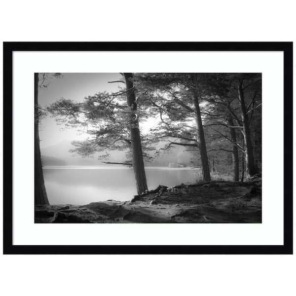 Amanti Art "Scottish Lake" by Dorit Fuhg 1-Piece Wood Framed Black and White Nature Photography Wall Art 19 in. x 25 in.