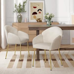 Indoor Modern Fabric Upholstery Dining Chairs, (Set of 2-Beige)