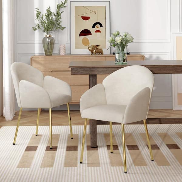 Noble House Indoor Modern Fabric Upholstery Dining Chairs, (Set of 2-Beige)