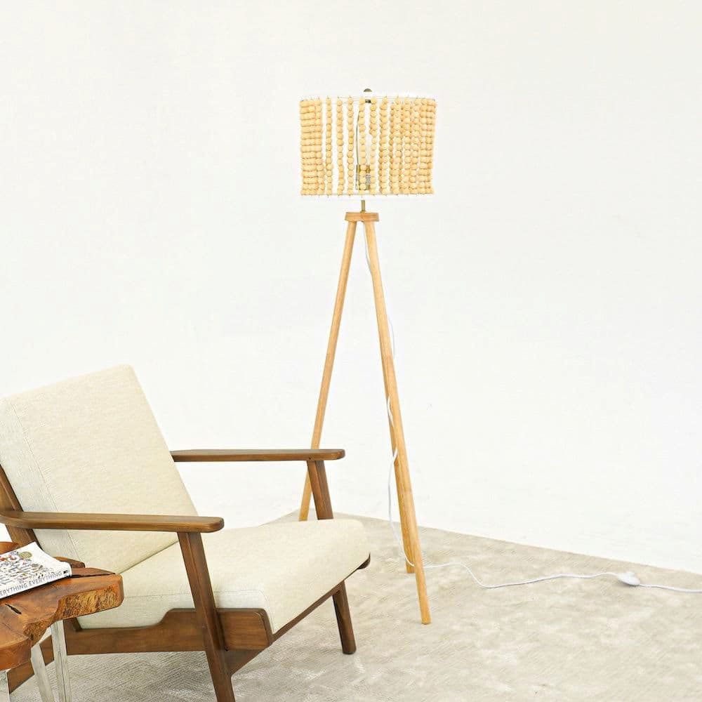 Jushua 59 in. H White Wood Tree Reading Floor Lamp with Wooden