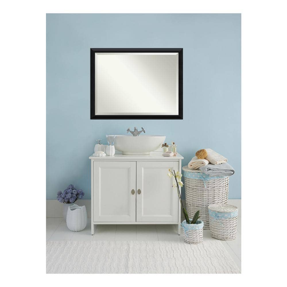 Nero Black 43.5 in. x 33.5 in. Beveled Rectangle Wood Framed Bathroom Wall 