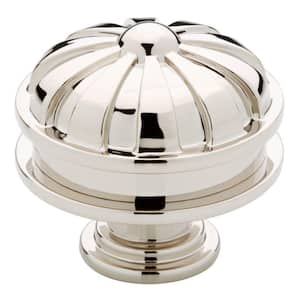 Fluted 1-11/32 in. (34 mm) Polished Nickel Round Cabinet Knob