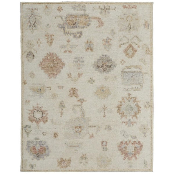 9 ft. x 13 ft. Ivory, Tan, Gray Floral Area Rug