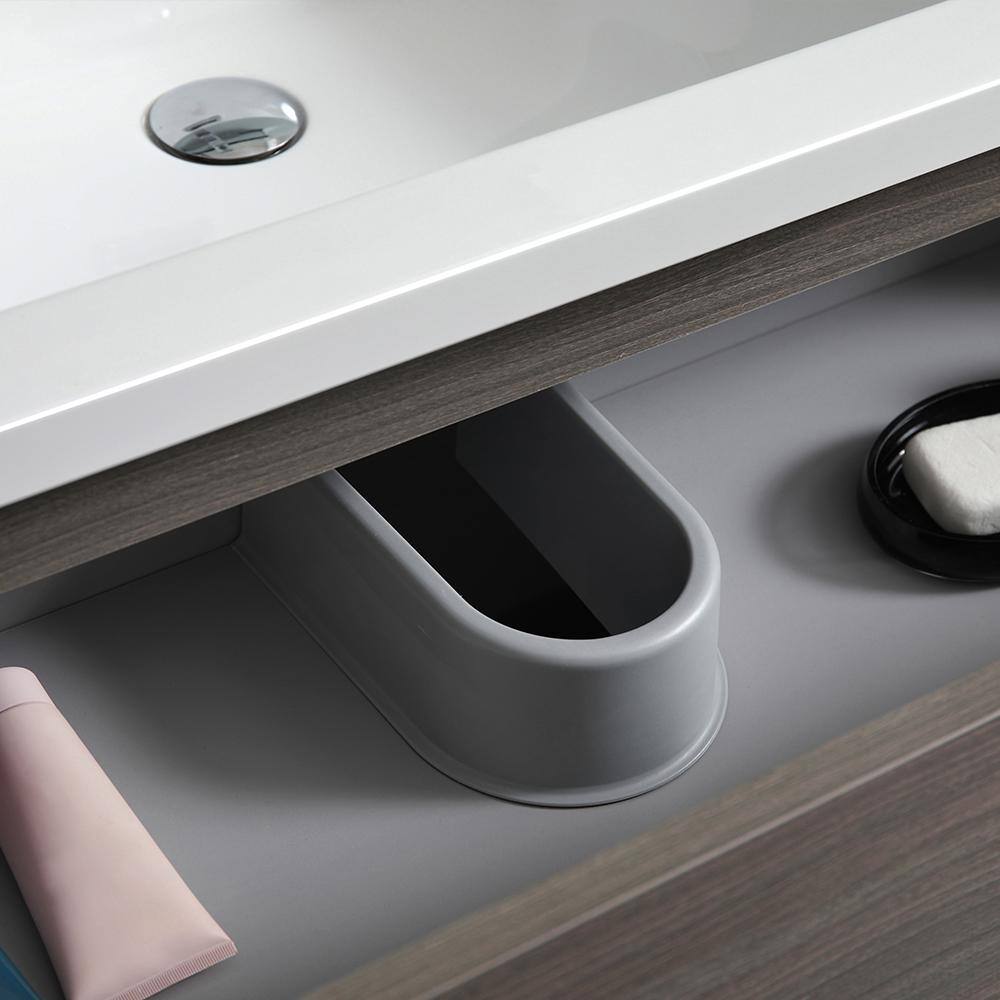 Gray Wood 60" Freestanding Double Sink Vanity with Acrylic Top