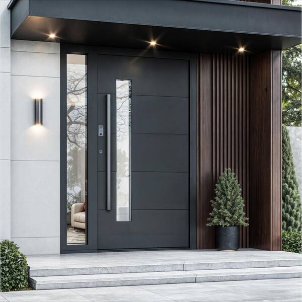 TEZA DOORS Teza 85 Series 54 in. x 80 in. Right Hand Matte Black