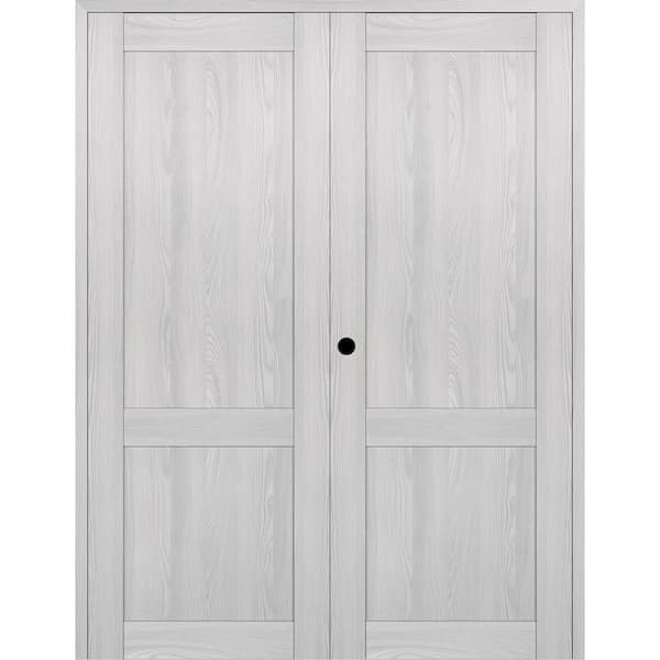 Belldinni 2-Panel Shaker 72 in. x 80 in. Right Active Ribeira Ash Wood Composite Solid Core Double Prehung Interior Door