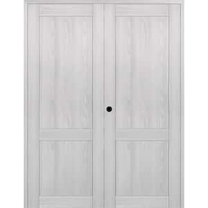 2-Panel Shaker 48 in. x 80 in. Right Active Ribeira Ash Wood Composite Solid Core Double Prehung Interior Door