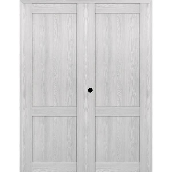 Belldinni 2 Panel Shaker 48 in. x 96 in. Right Active Ribeira Ash Wood Composite Solid Core Double Prehung Interior Door
