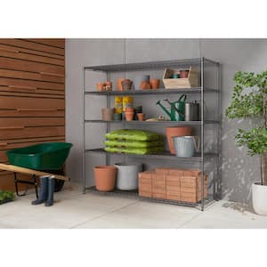 PRO Black 5-Tier Steel Wire Garage Storage Shelving Unit (72 in. W x 72 in. H x 24 in. D)