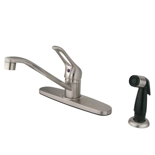 Kingston Brass Wyndham Single-Handle Standard Kitchen Faucet and Sprayer in Brushed Nickel