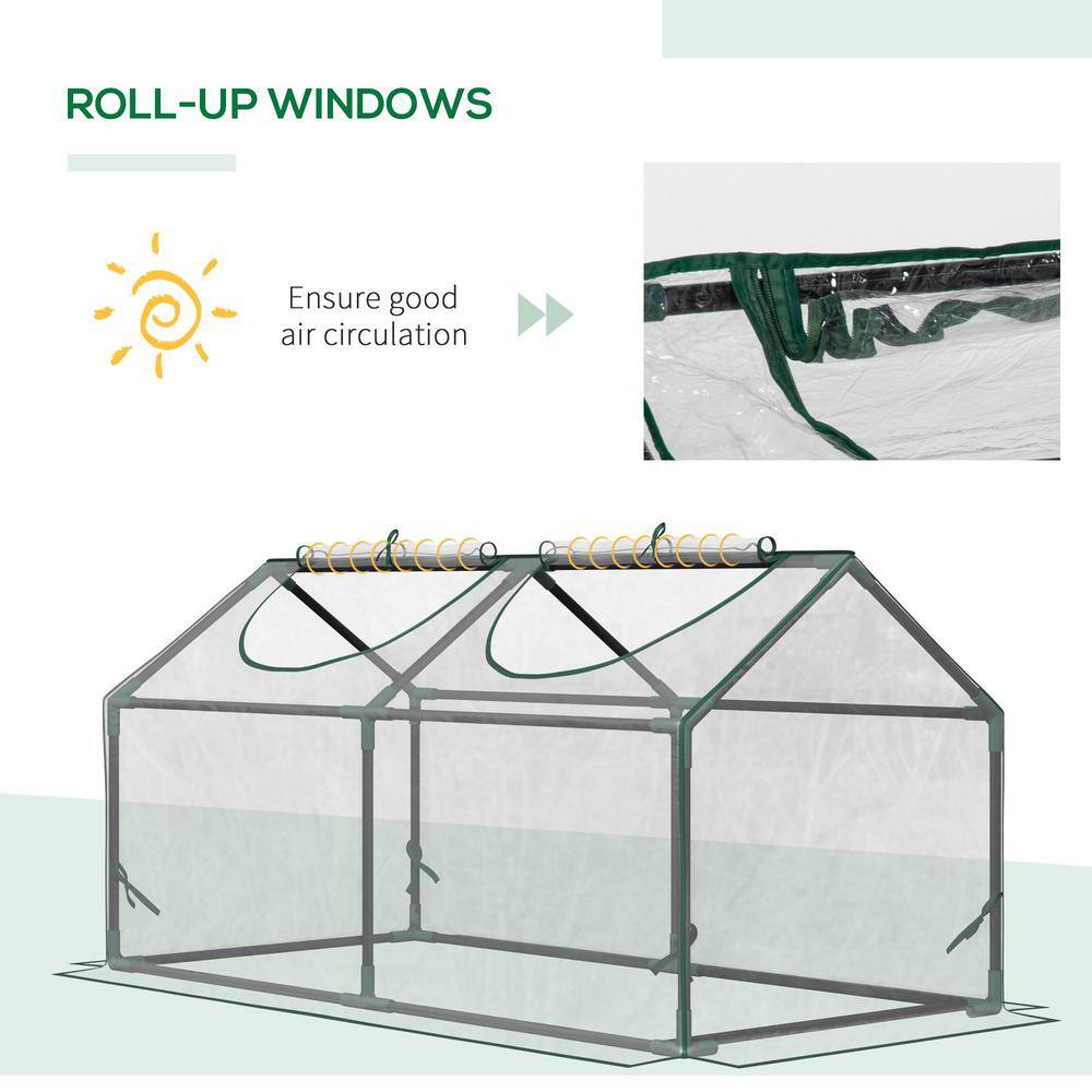 Clear PVC Portable Mini Greenhouse with Zippered Windows