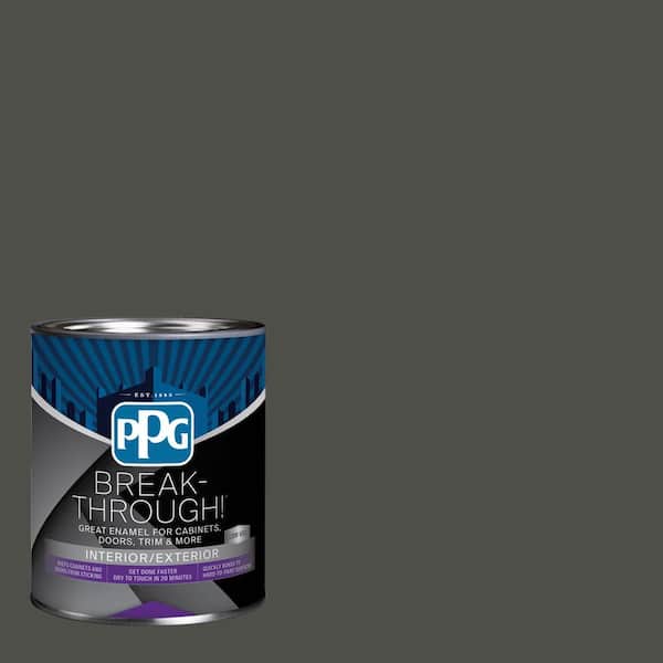 Break-Through! 1 qt. PPG1009-7 Licorice Semi-Gloss Door, Trim & Cabinet Paint
