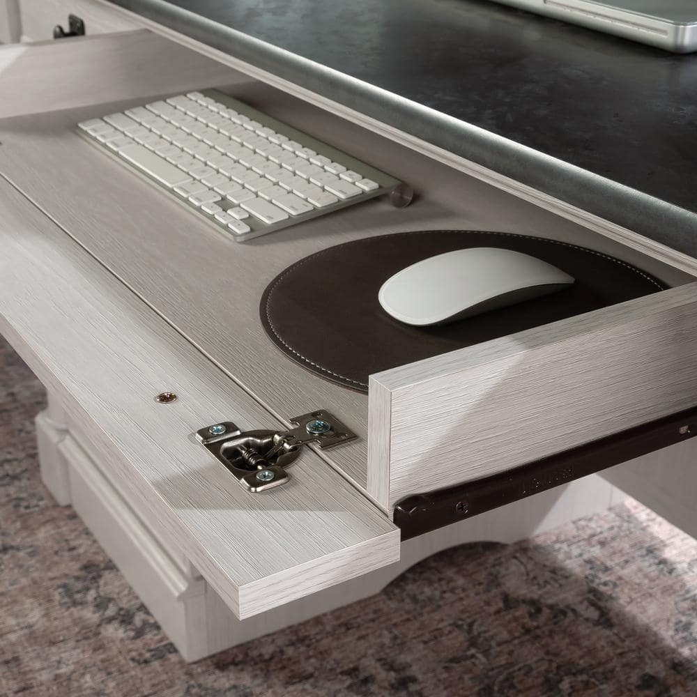 Glacier Oak Executive Desk with Drawers and Keyboard Tray