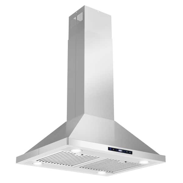 30 in. Lumin Collection 380 CFM Ductless Island Range Hood, Soft Touch Controls, LED Lights, Stainless Steel