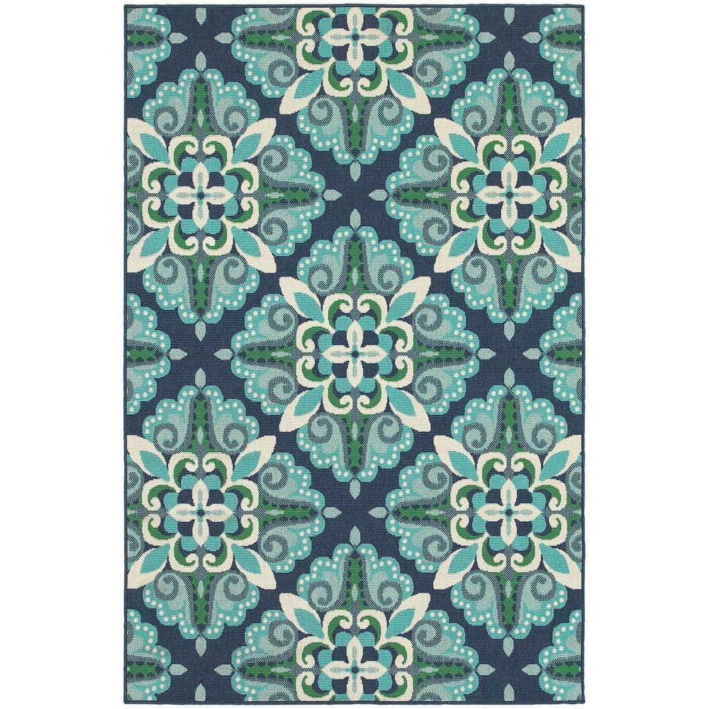 Home Decorators Collection Bayview Blue/Aqua 5 ft 3 in x 7 ft 6 in Outdoor Patio Area Rug, Blue Aqua -  9526220310