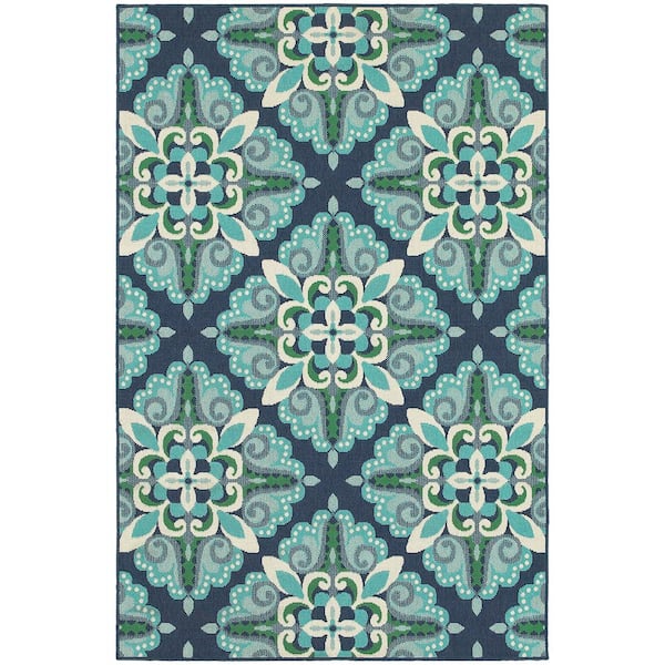 Home Decorators Collection Bayview Blue/Aqua 5 ft 3 in x 7 ft 6 in Outdoor Patio Area Rug