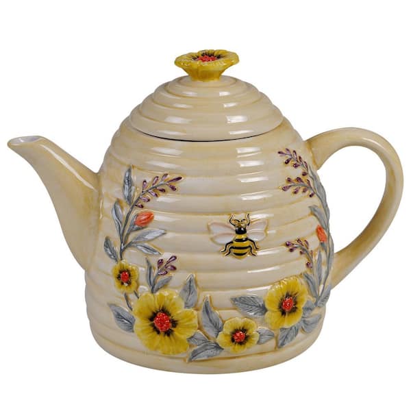 Bee Sweet Beehive 3D 32 oz. 3-Cup Multicolored Teapot