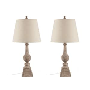 Provencal 29 in. Reclaimed Grey Resin Table Lamp Set of 2