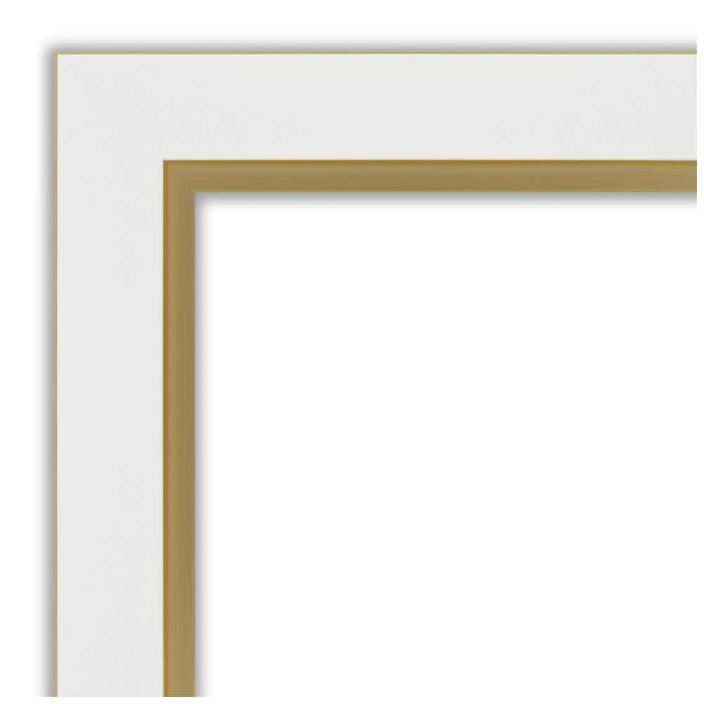 Eva White and Gold Rectangular Wall Mirror with Beveled Frame